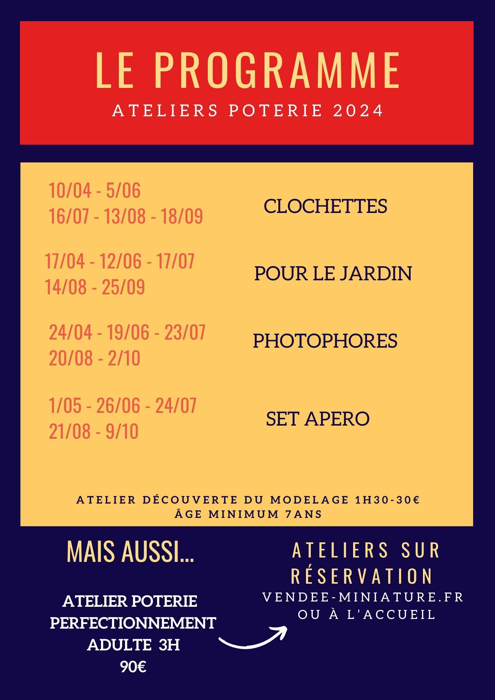 atelier poterie planning 2024