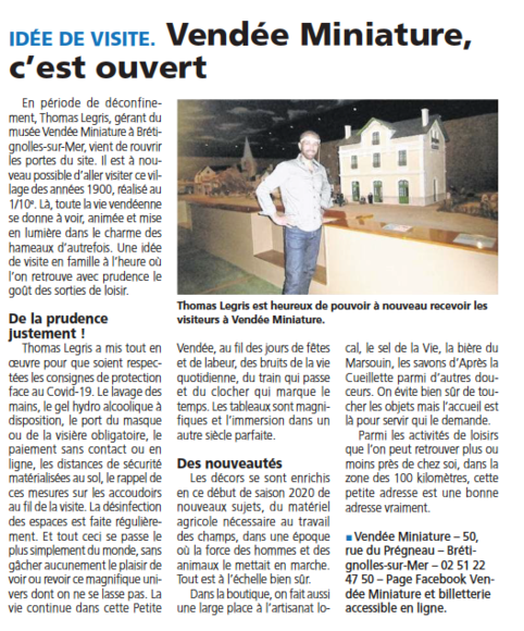 article réouverture de Vendée Miniature 2020
